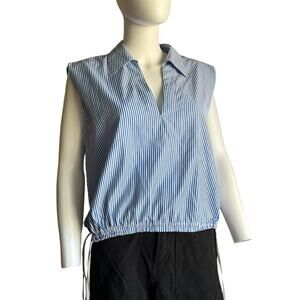 Rag & Bone Fiona Sleeveless Gathered Waist Striped Crop Top M